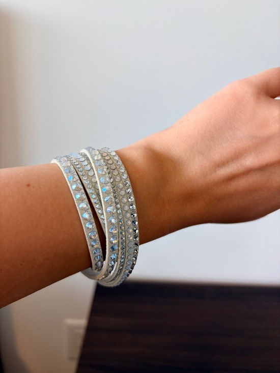 Swarovski Jewelry - Swarovski Slake Light Grey Crystal Double Wrap Bracelet